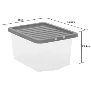 B&M Clear Storage Box With Lid 30L - Grey - Image 4