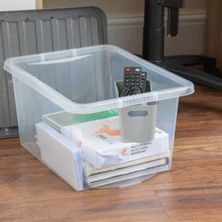 B&M Clear Storage Box With Lid 30L - Grey - Image 3