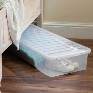 B&M Underbed Storage Box With Lid 55L - Clear - Image 2