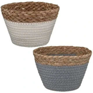 B&M Mini Cotton Wicker Basket - Grey - Image 2