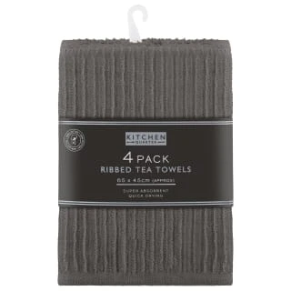 B&M Ribbed Tea Towels 3pk - Grey