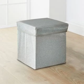 B&M Glitter Storage Seat Ottoman - Silver - Image 2