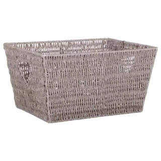B&M Vannes Heart Cut Out Wicker Basket - Grey