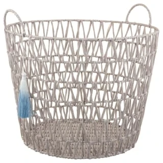 B&M Storage Basket With Tassel - Grey