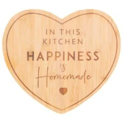 B&M Heart Bamboo Chopping Board With Slogan
