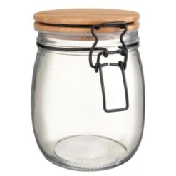 B&M Medium Bamboo Clip Lock Glass Jar