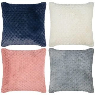 Waffle Faux Fur Cushion - Blush - Image 2