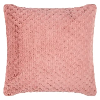 Waffle Faux Fur Cushion - Blush