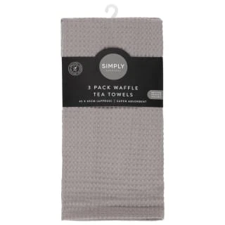 Simply Everyday Waffle Tea Towels 3pk - Grey
