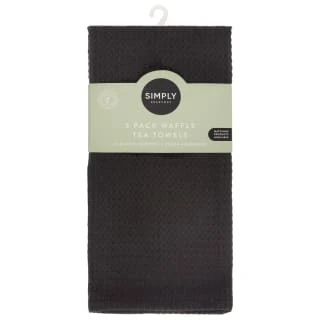 Simply Everyday Waffle Tea Towels 3pk - Black
