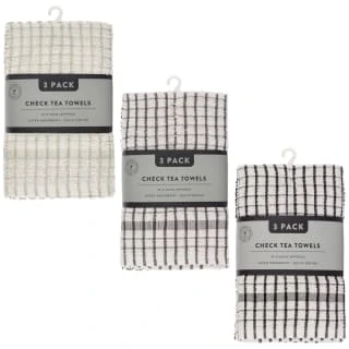 B&M Check Tea Towels - Sage 3pk - Image 5