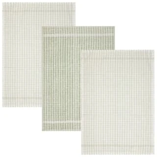 B&M Check Tea Towels - Sage 3pk - Image 2