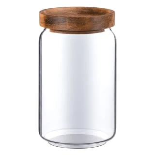 B&M Homestead Small Airtight Glass Jar With Acacia Lid