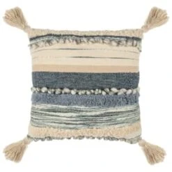 B&M Esme Stripe Woven Cushion - Navy