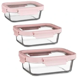 B&M Pink Glass Food Container - Large - Image 3