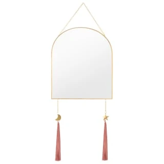 B&M Gold Mirror With Pink Tassels