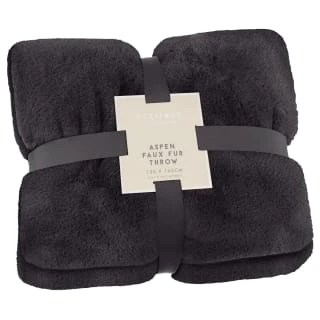 Heritage Collection Aspen Faux Fur Throw - Charcoal