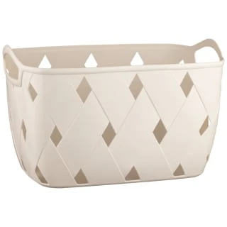 Diamond Embossed Cream Storage Basket - Large