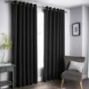 B&M Oxford Black Black Out Curtains With Eyelets 66 X 72"