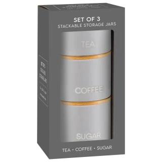 B&M Stackable Tea Coffee Sugar Storage Jars 3pk