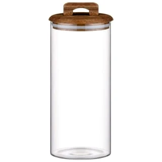 B&M Large Glass Jar With Acacia Wood Lid