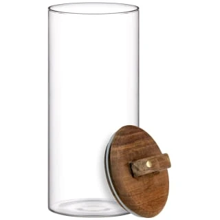 B&M Large Glass Jar With Acacia Wood Lid - Image 2