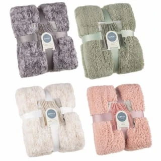 B&M Simply Two Tone Teddy Throw - Blush - Image 5
