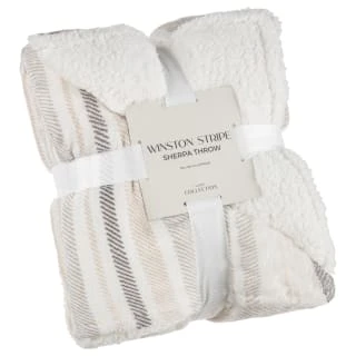 Winston Grey Stripe Sherpa Throw