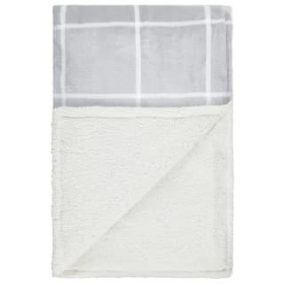 Winston Grey Check Sherpa Throw - Image 2