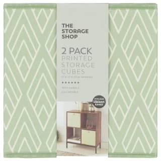 Lokken Printed Storage Cubes 2pk - Sage Diamond - Image 3