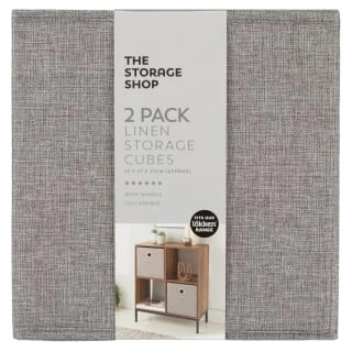 Lokken Linen Storage Cubes 2pk - Grey - Image 2