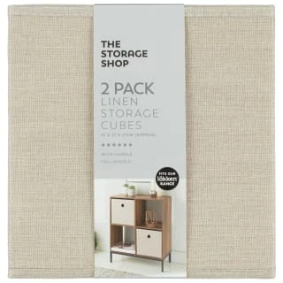 Lokken Linen Storage Cubes 2pk - Natural - Image 2