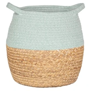 B&M Rope & Wicker Belly Basket - Green