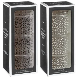 B&M Printed Glass Stackable Storage Jars 3pc - White - Image 6