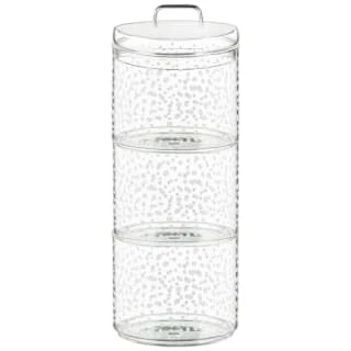 B&M Printed Glass Stackable Storage Jars 3pc - White - Image 5